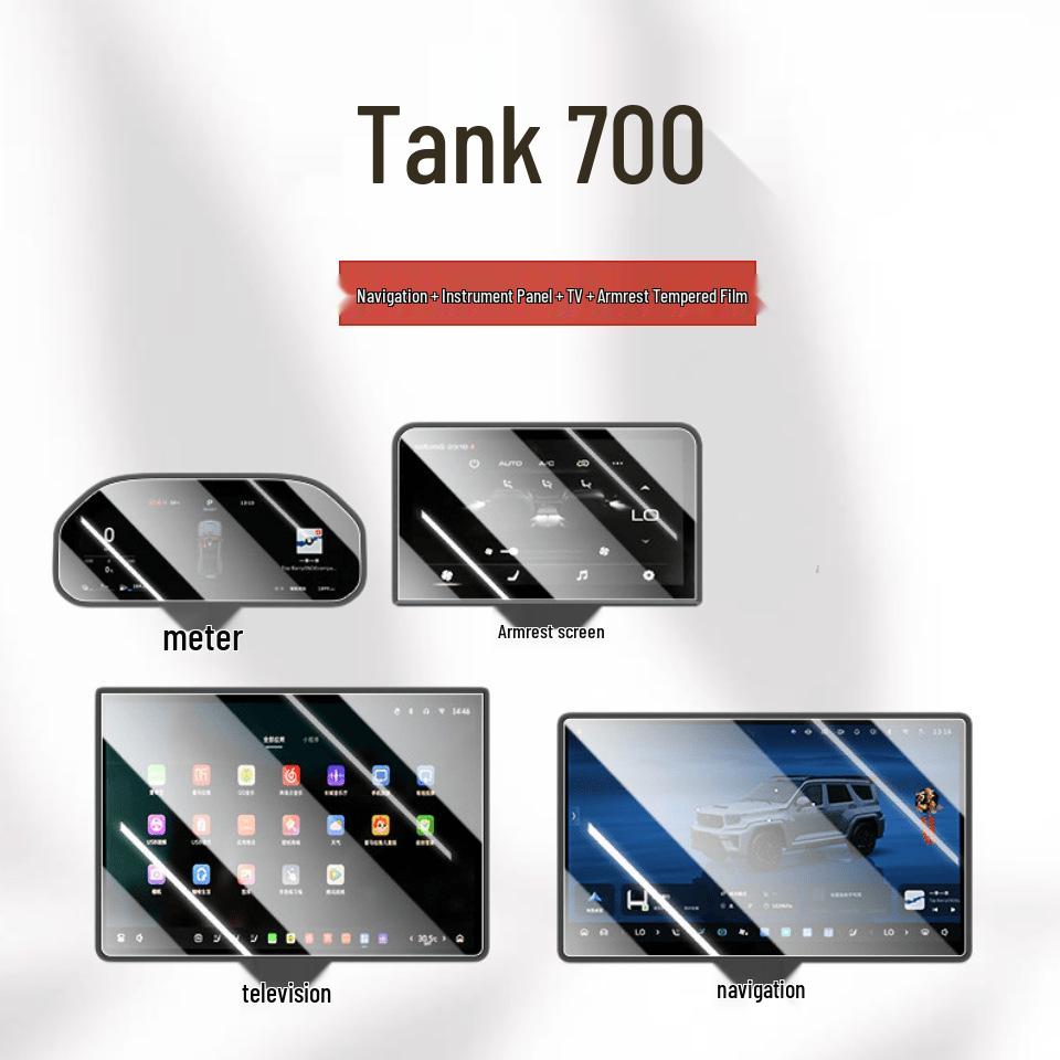 Compatible Tempered Film for 26 Tank 700 New Energy HI4-T/Z Models: Protects Navigation and Control Screen Instrument Panel