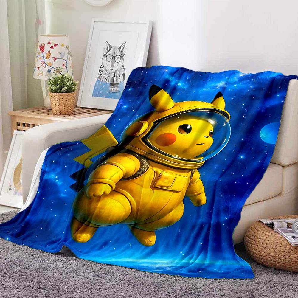 1pc Pikachu Astronaut Blanket Lightweight Flannel Blanket Throw Blanket For Sofa, Bed, Travel, Camping, Livingroom, Office, Couch