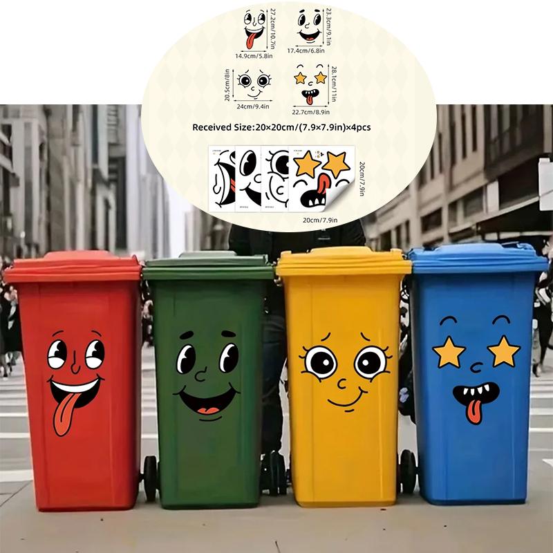 

4 листа/Набор Мультяшные наклейки на лицо, Самоклеящиеся, Совместимые с пластиковой поверхностью, Подходят для украшения дома, для мусорного ведра, декора туалета