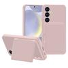 For Samsung Galaxy S25+ Case with Card Holder Hidden Mirror PC+TPU Kickstand Phone Cover