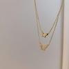 2022 New Golden Inlaid Zircon Double Layer Butterfly Necklace Women’s Personality Fashion Necklace Wedding  Birthday Gift