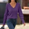 Women's Long Sleeve Knit Layering Top with Lace Trim, Color Casual Blouse