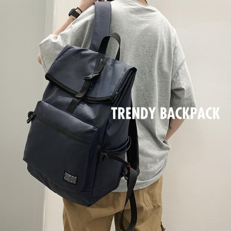 2025 New Simple Solid Color Men's Backpack Casual Travel Shoulder Bag Computer Laptop Rucksack Portable College Student Book Bag