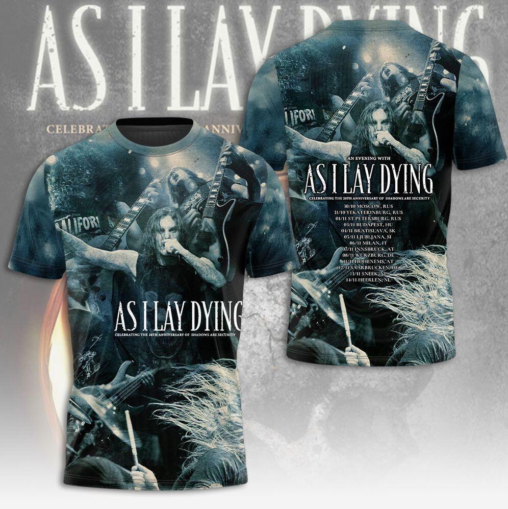 As I Lay Dying 20th Anniversary Of Shadows Are Security 3D T-shirt M