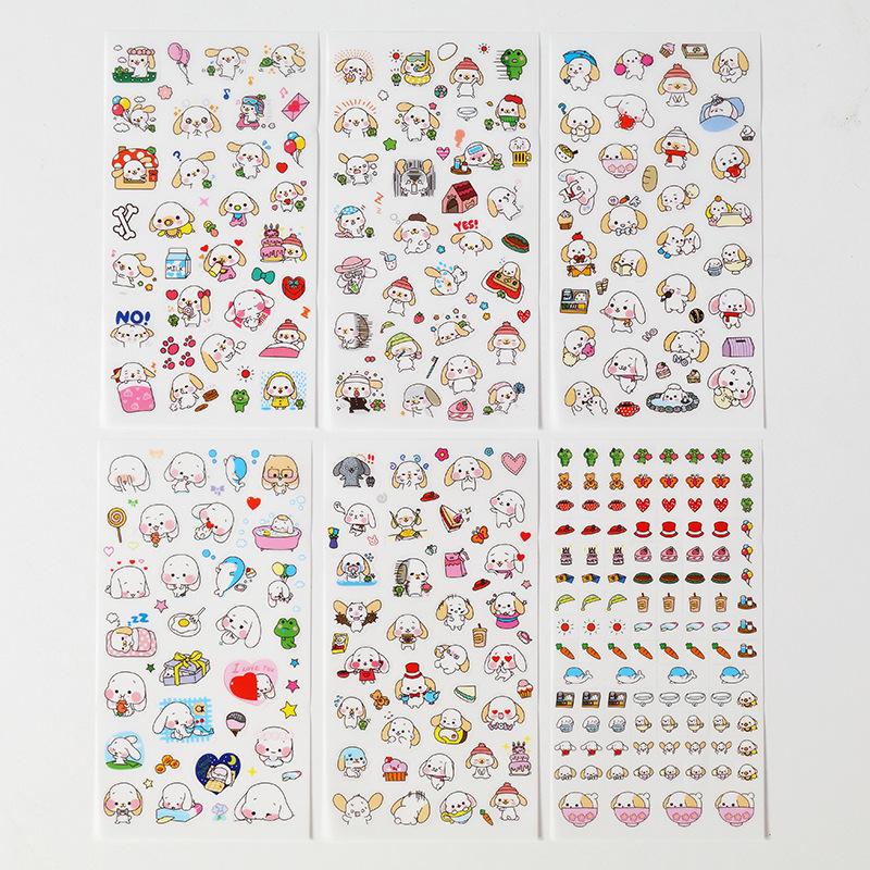 Creative Set of 6 Pieces of Japanese Paper Stickers Student Diy Hand Account Stickers Stationery Store Small Gifts Children's Cartoon Stickers