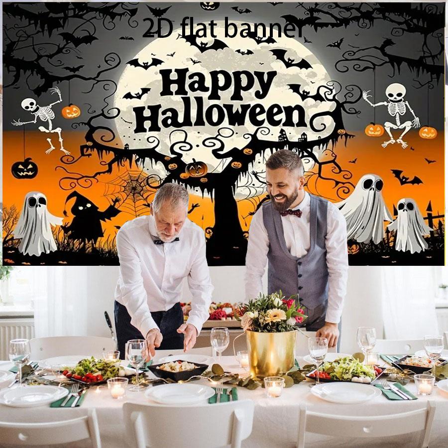 2D Planar Halloween Limited Edition Banner, Made of Polyester, Thick and Durable, with a Pumpkin Designzyc
