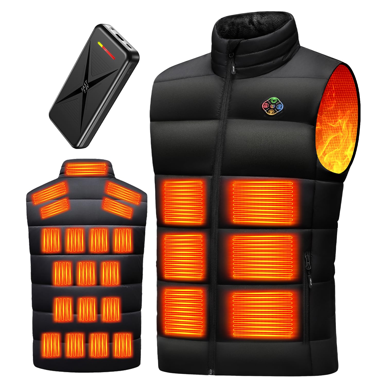 

Электрический жилет с подогревом Sakura no Moe с 25 нагревательными элементами, 3 независимыми зонами нагрева, 6 температурными режимами, куртка с быстрым нагревом для мужчин и пуховик для машинной стирки