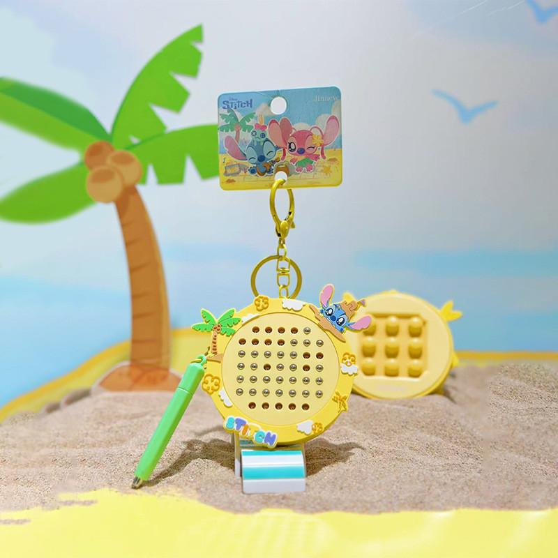 Stitch Beach Summer Steel Ball Art Board Keychain With Pvc Hang Decor Kids For