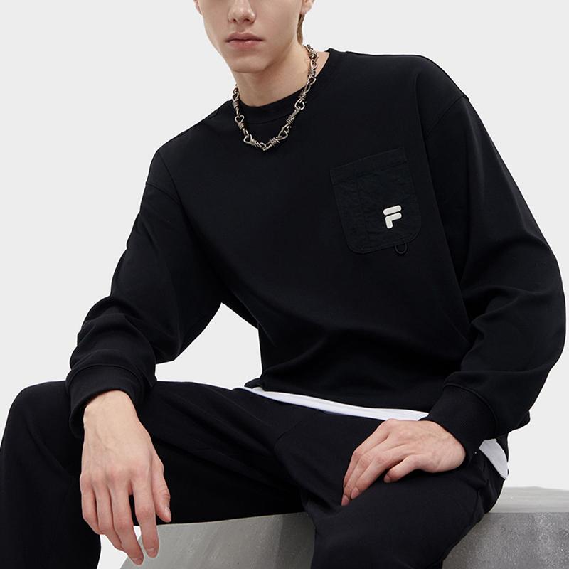 FILA FUSION Sweatshirts Men's Black Crew Neck Moderate Other T11M343204FBK