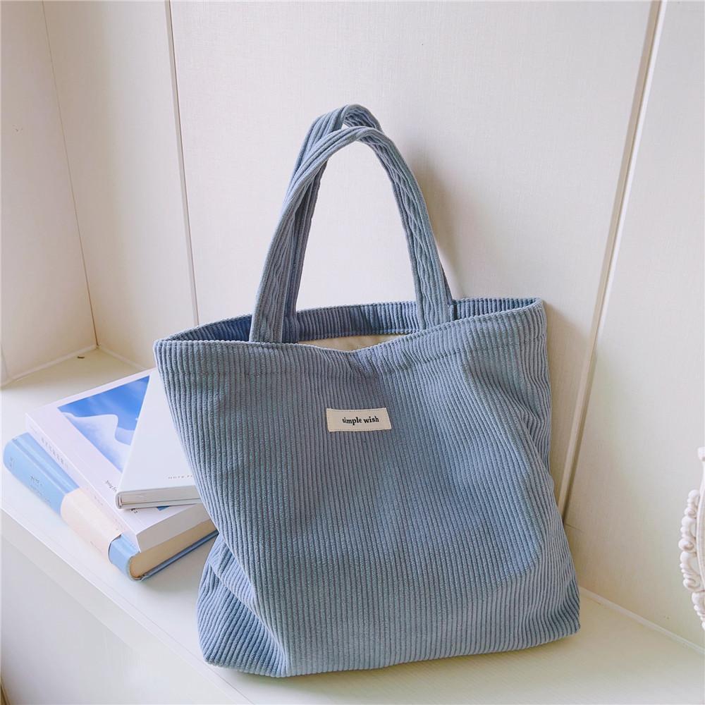 

572 Solid Color Corduroy Toiletries Handbag Cosmetic Organizer Bag Large Makeup Storage Pouch for Women and Teen Girls Baby Blue