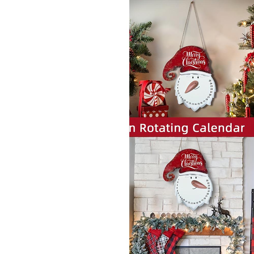 Metal Christmas Countdown Calendar Wall Hanging Snowman Santa Claus Design Indoor Outdoor Holiday Decoration with Numbered Date Tracker