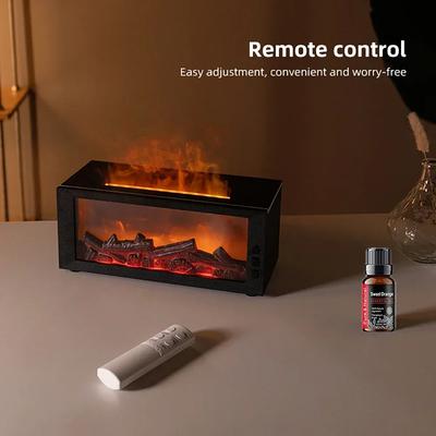 300ml Air Humidifier & Aroma Diffuser with Colorful Fireplace Flame, Essential Oil Diffuser and Aromatherapy Machine, Remote Con