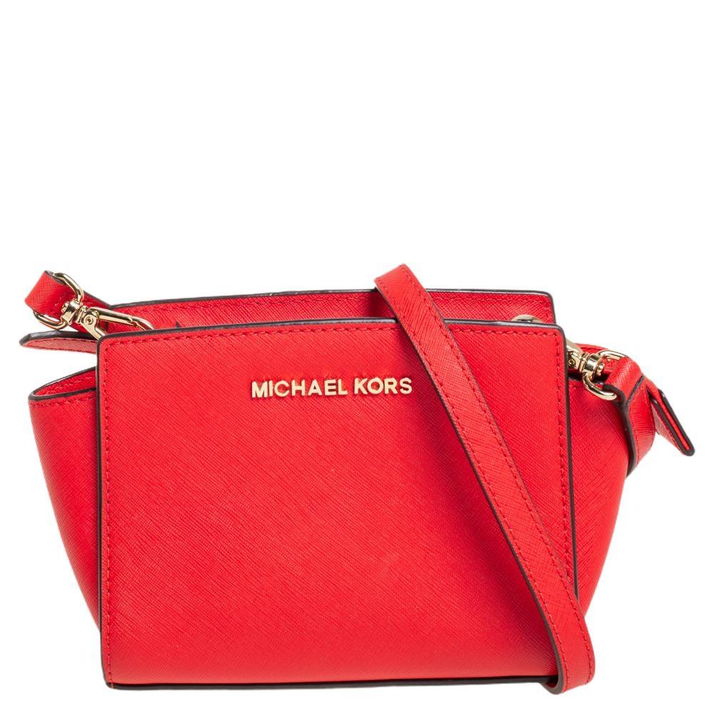 

Michael Kors Миниатюрная сумка через плечо Selma из сафьяновой кожи оранжевая
