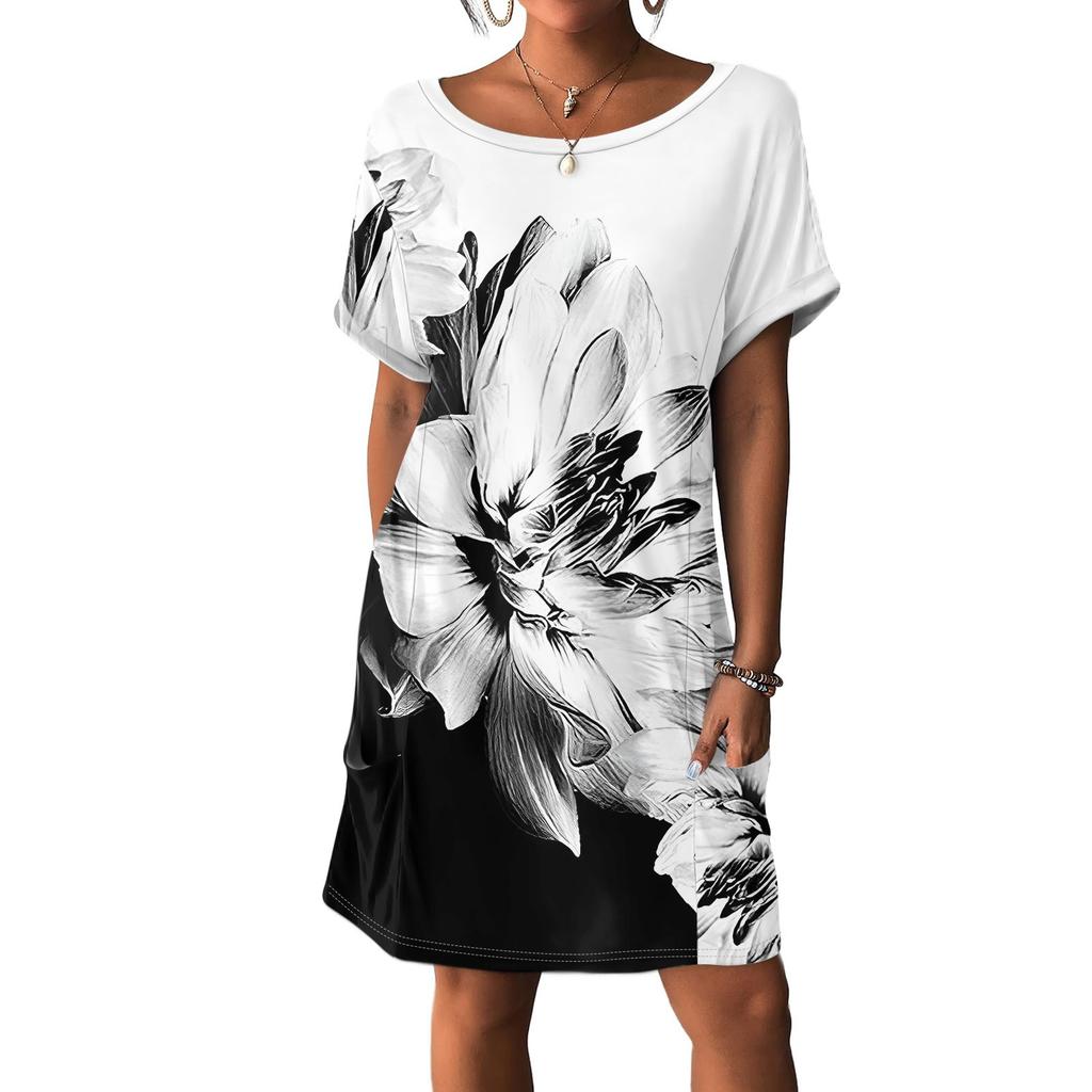 Women's Dresses T-Shirt Dresses With Pockets Solid Color Casual Beach Dresses