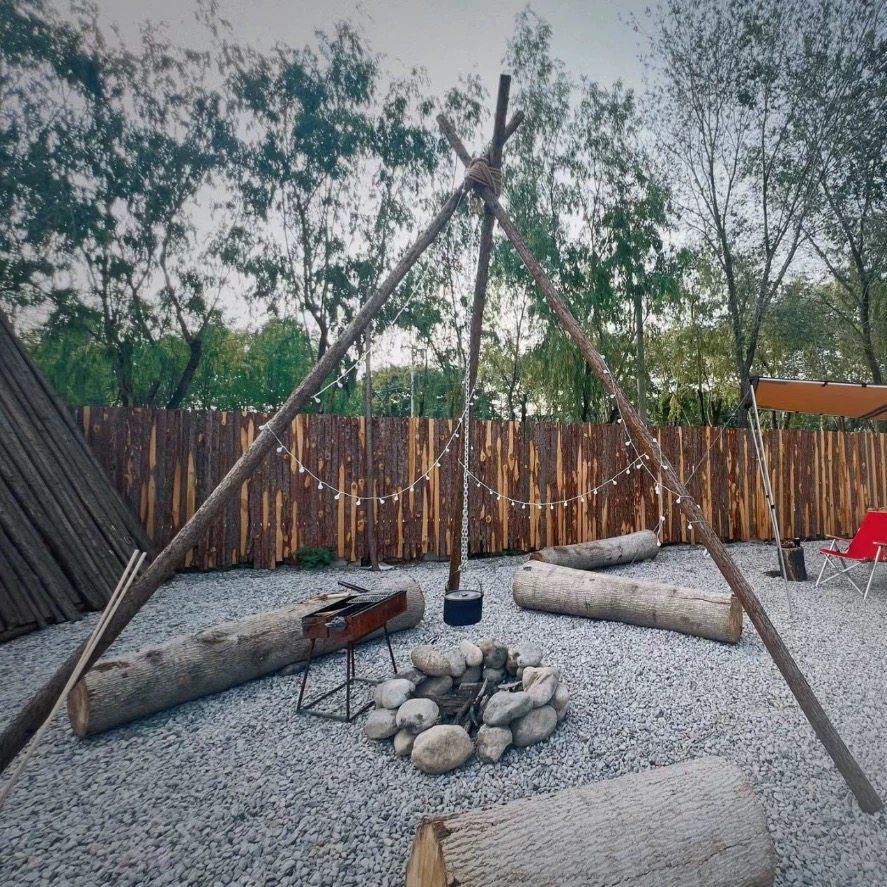 Wooden Tripod Camping Rack for Pots & Bonfire Parties