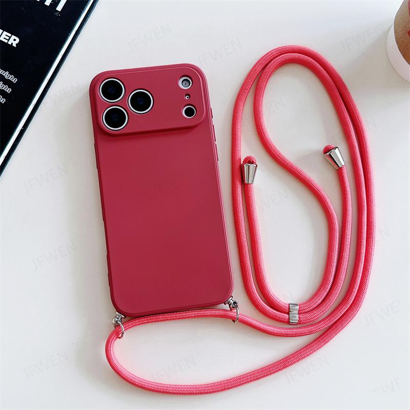 Umhängeband Einfarbige Hülle Für iphone 17 Air 16 15 14 Plus 13 Pro Max Luxus Stoßfestes Silikon Weiche TPU Rückseite