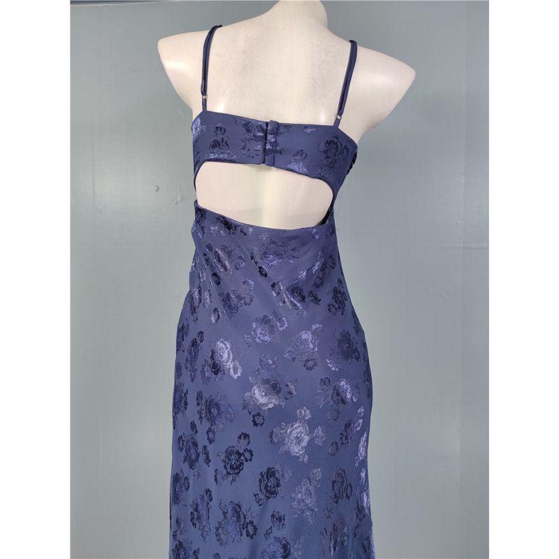 Trade Order Cross-Border Quick Sale Exquisite Jacquard Print Sling Backless Gyaru Tight Figure Flattering Chest Emphasizing Jumpsuit Long Dress