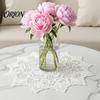 Coffee Table Lace Covers Round White Doily, Retro Placemat, Embroidered Mat, Vintage Mats Elegant Doilies for Wedding Bridal Shower Dining Decor