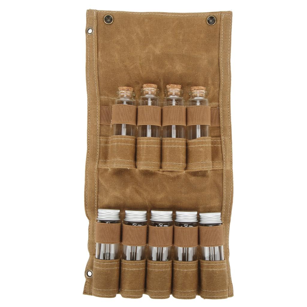 Seasoning Bottle Storage Bag Portable Camping Spice Kit with 9 Spice Jars for Outdoor Camping BBQ Picnic