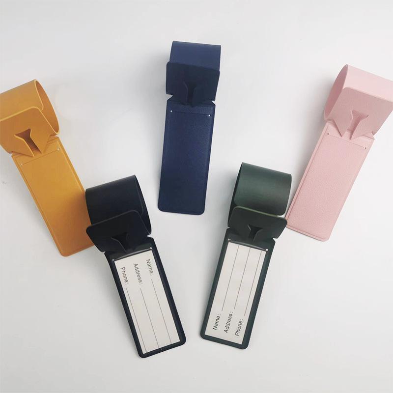 Hollow-out Aircraft Leather Luggage Tag Long Strip Hot-pressed Transparent Diaphragm Boarding Pass Pu Leather Luggage Tag