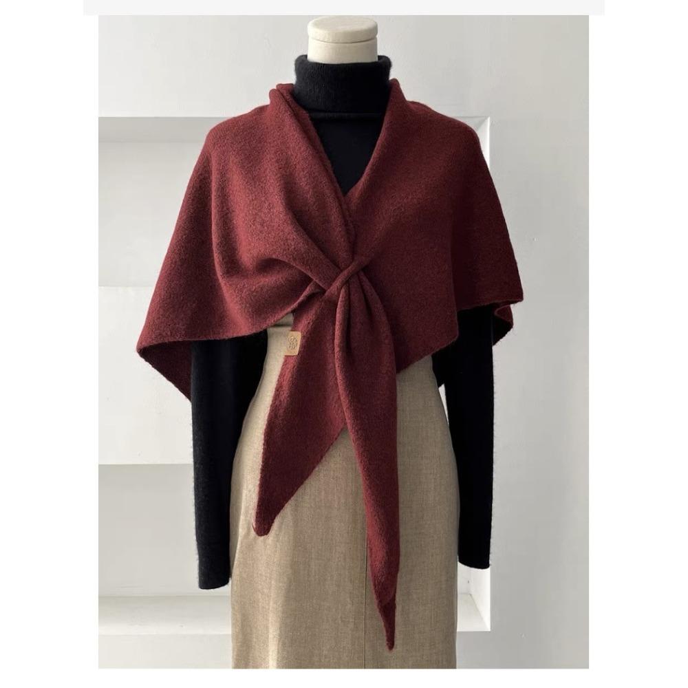 Triangle Scarf Scarf Solid Color Shawl Cape Autumn and Winter Women's High-end Shawl Blanket Warm Small Cape Cape