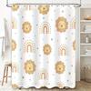Rainbow Lion Cartoon Print Shower Curtain White Fabric Cute Animal Bathroom Decor