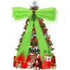 Christmas Tree Bow Bow Tree Topper Extra Green Christmas Tree Topper Bow with Led Lights Plush Faux Fur Holiday Decor Pinecones