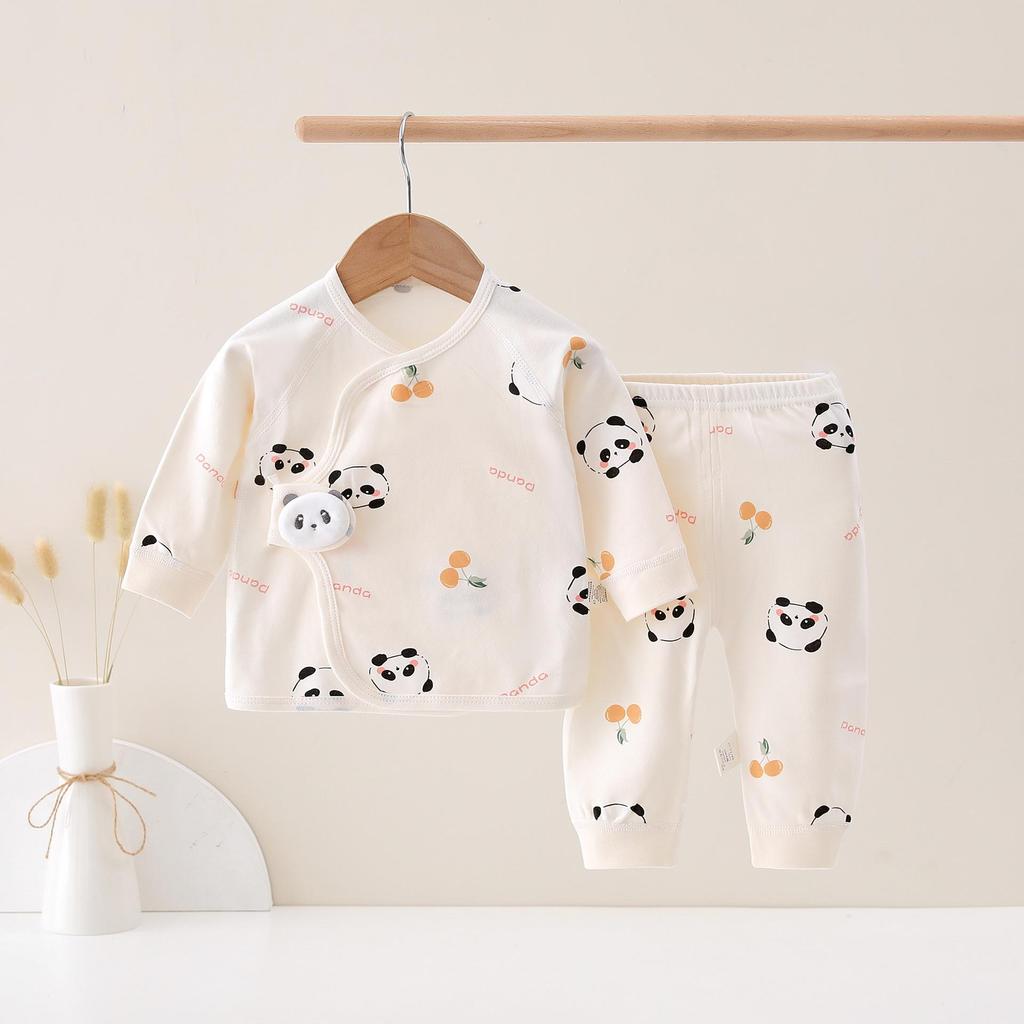 Set Kimono Top și Pantaloni Bumbac Pur Patru Anotimpuri pentru Nou-născuți