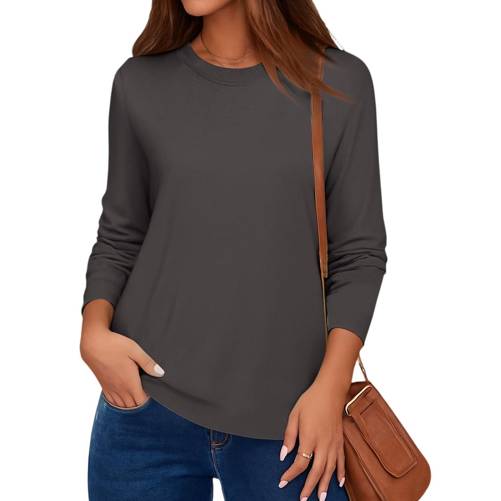 Women Top Long Sleeve T-Shirts Blouses O Neck Fit Top Spring Fashion Tunic Basic Tops
