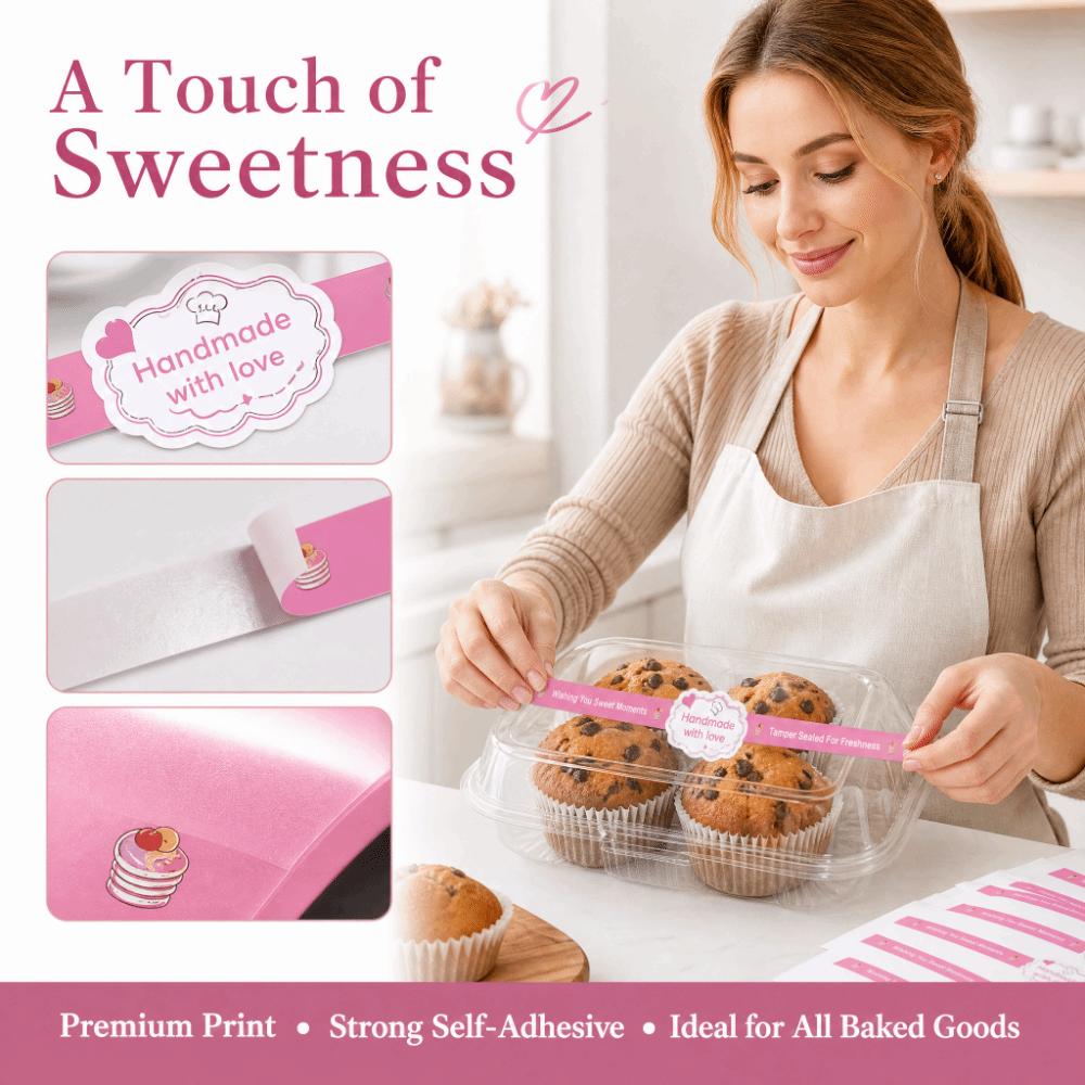 50Pcs Long Label Baking Gift Box Sticker Handmade Tamper Evident Seal Labels Gift Wrapping