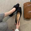 Sanfte Retro-Woll-Einzelschuhe Damen Schleife Flachboden-Ballett-Damenschuhe Herbst und Winter Samt Warm Oma-Schuhe