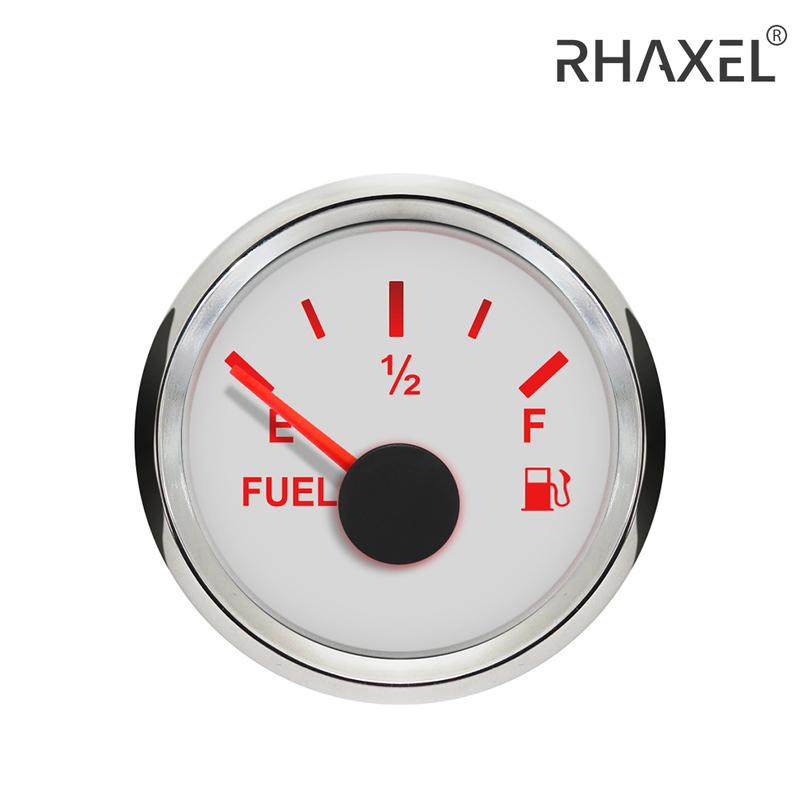 RHAXEL Fuel Level Gauge 0-5V Signal 52mm (2'') with Red Backlight 9-32V for Motorcycle Vessels
