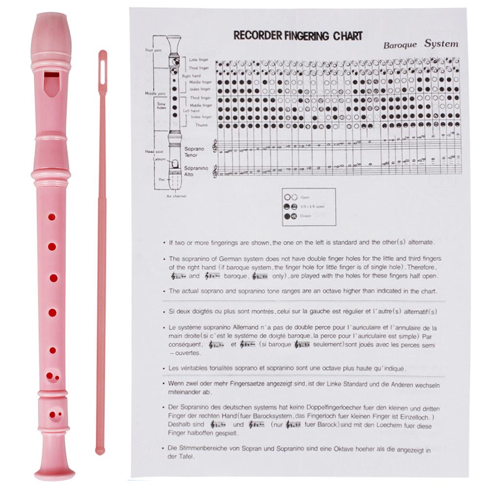 ABS Soprano Descant Recorder Clarinet 8 Holes German Style G Key with Fingering Chart Cleaning Stick for Kids Beginners
