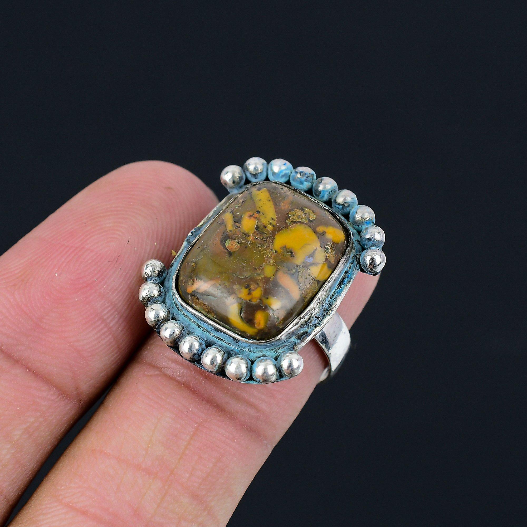 Fruit Jasper Stone 925 Silver Statement Handcrafted Mother New Ring Jewelry US 8 8