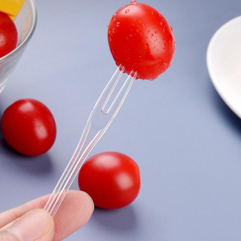 200pcs Fruit Fork Mini Snack Cake Dessert Home Dining Plastic Food Fruit Pick Toothpick Bento Lunches Party Decor