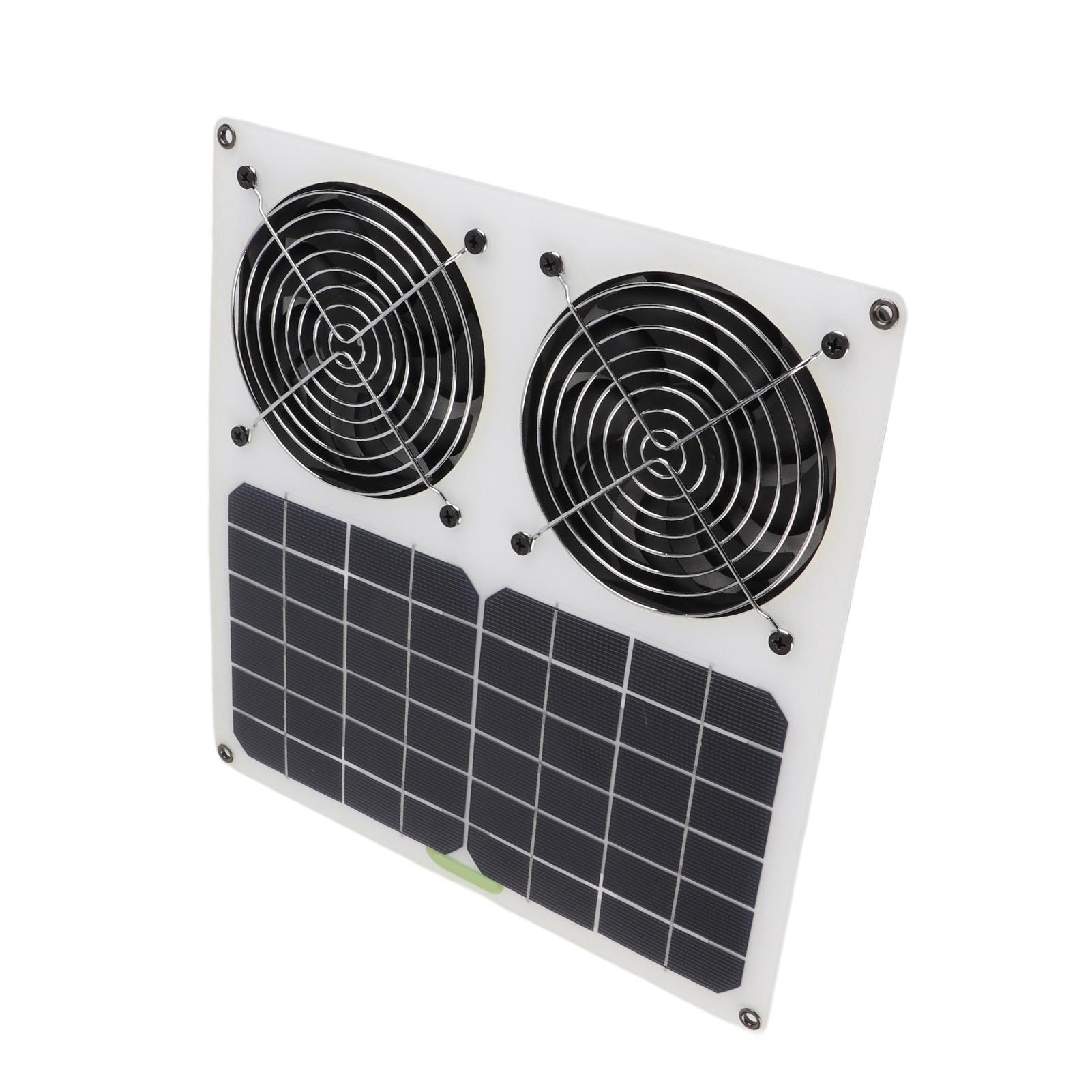 

Solar drive ventilation fan, 100 W 12 inch double fan design, waterproof coating, two metal protective net, indoor and outdoor circulation for