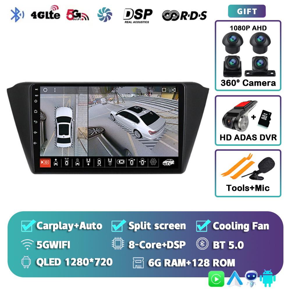 Android 14 Carplay Auto WIFI+4G Car Radio For Skoda Fabia 3 III 2014 2015 2016-2020 Multimedia GPS Player Stereo 2din Head Unit
