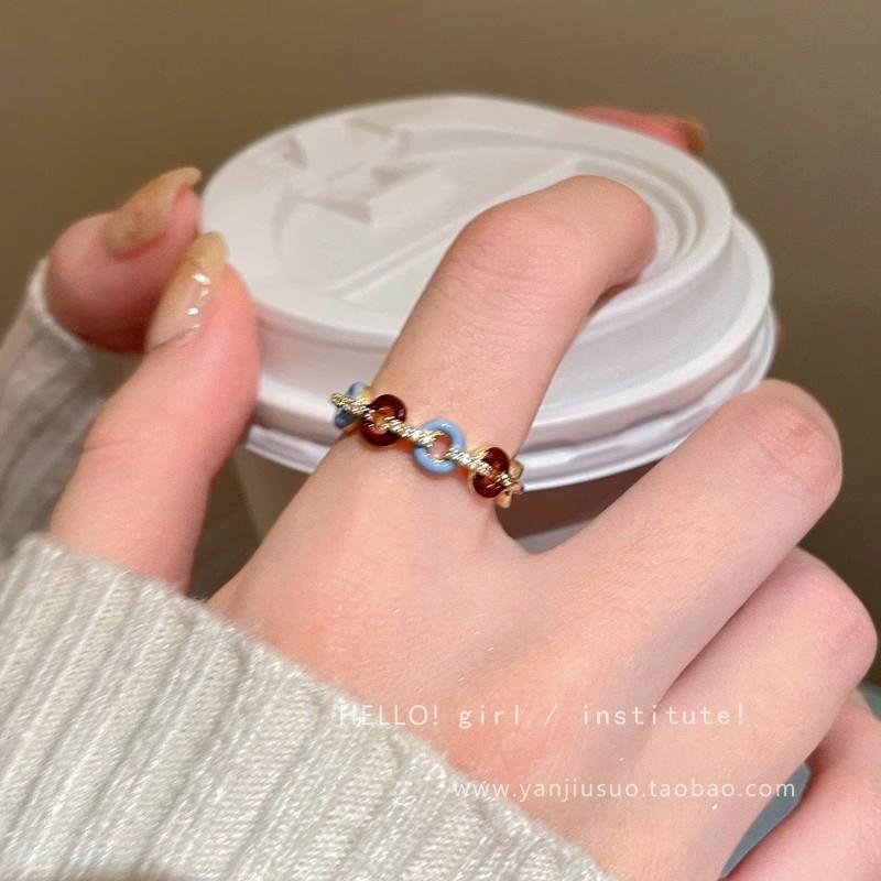 Wind Pearl Zircon Butterfly Ring Female Niche High-end Sense Light Luxury Couple Pair Ring Temperament Open Ring
