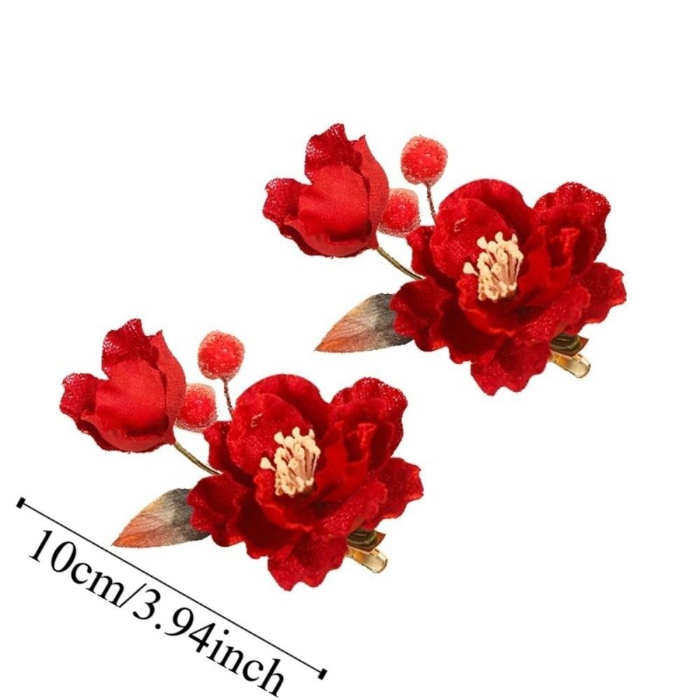 Beautiful Chinese Ancient Hairpins Beads Exquisite Fairy Side Clips Hanfu Flower Hair Clips  Girls