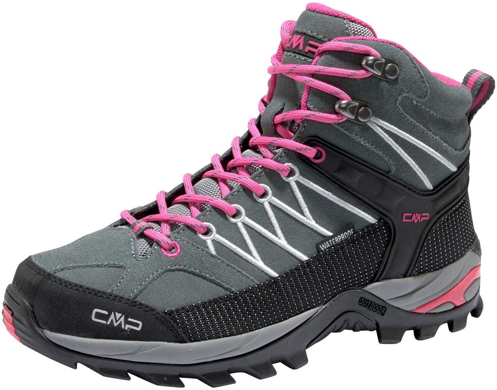 Women's CMP Rigel Mid Waterproof Trekking Shoes Grey/fuxia/ice