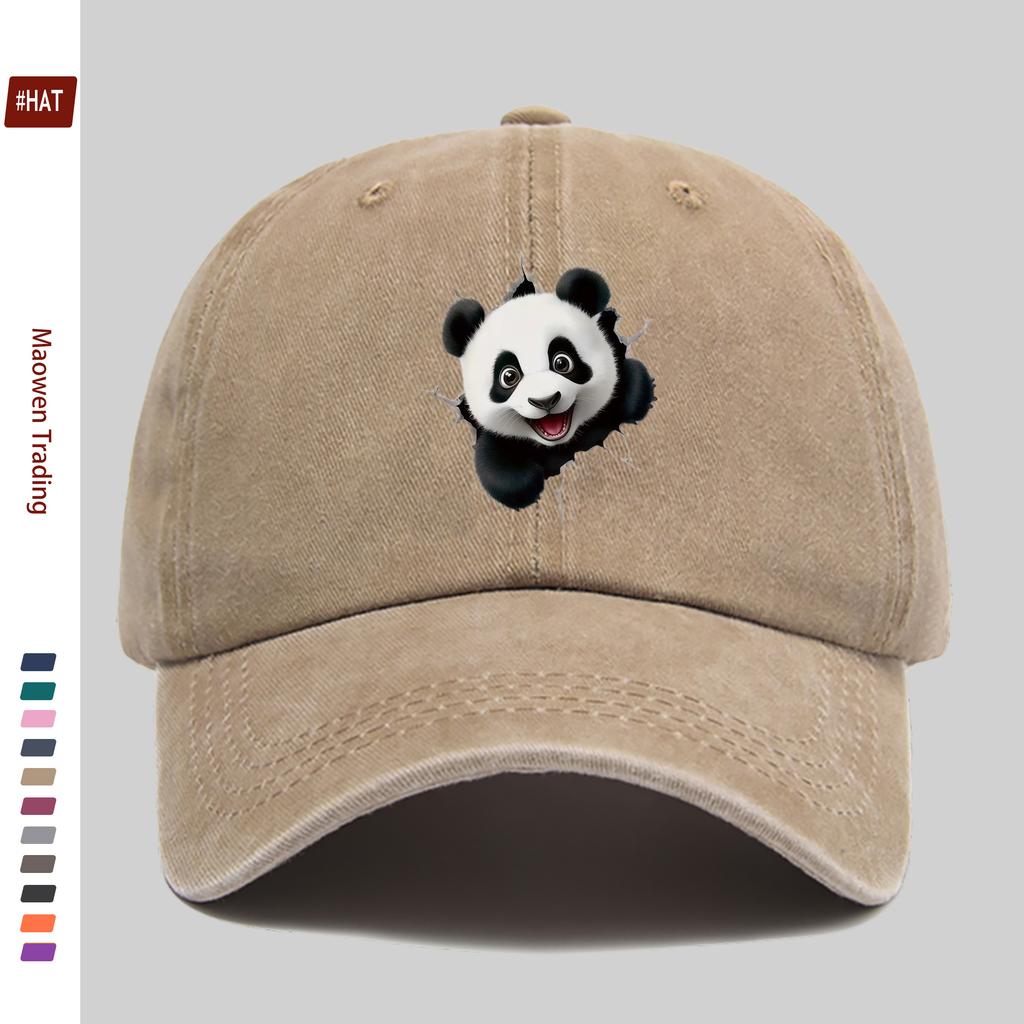 pc Unisex Cute Panda Print Baseball Cap Home Leisure Decorative Papa Hat Trucker Sun Hat Washed Adjustable Buckle Headwear