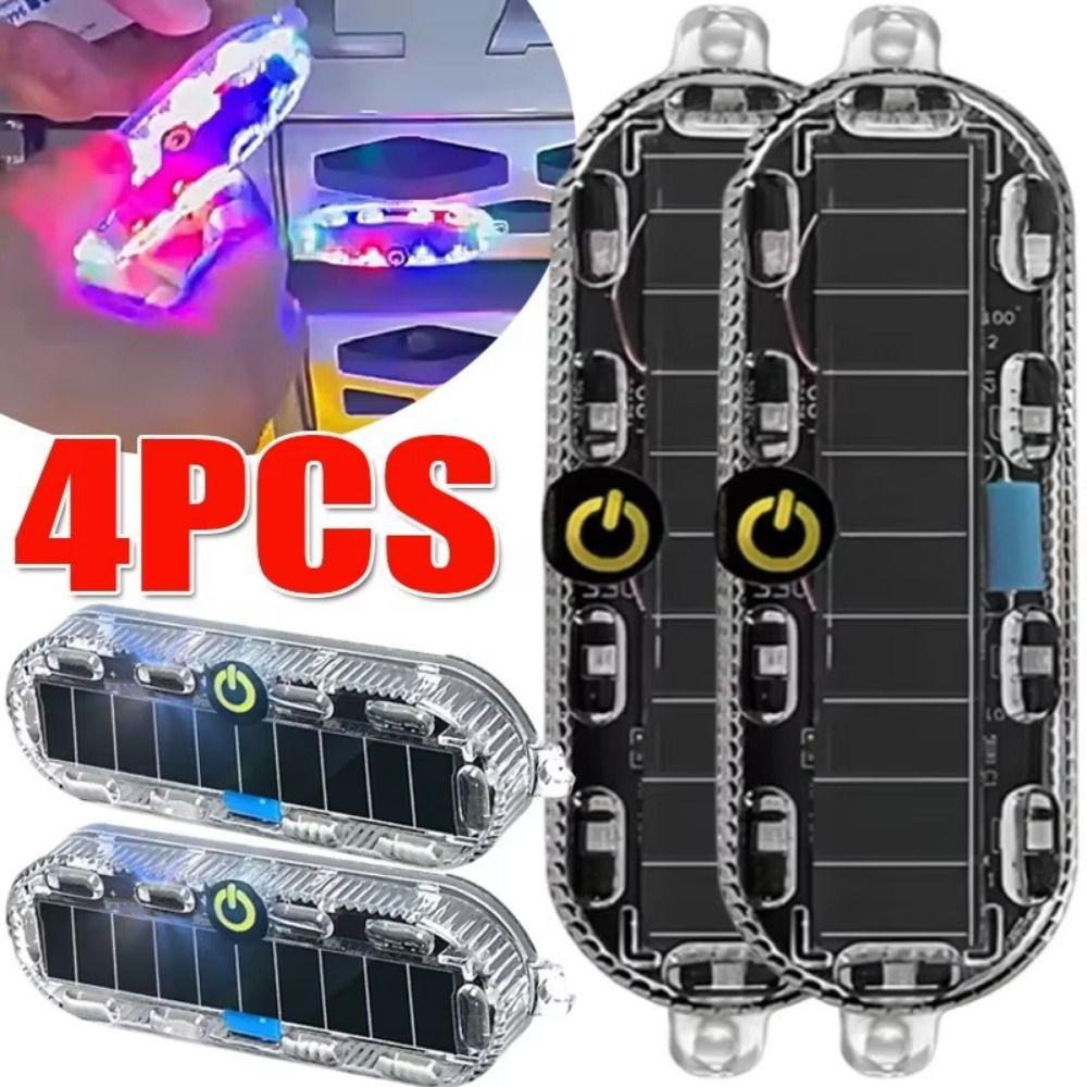 4Pcs Solar Powered LED Warning Light RGB Electric Vehicle Led Rear Light Truck