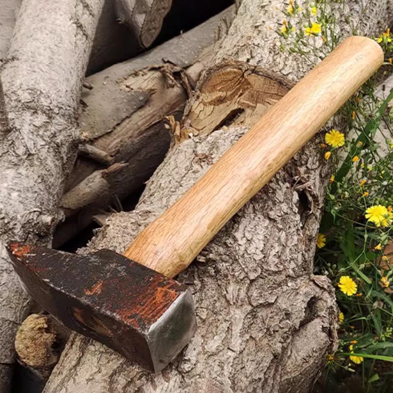 Carbon Steel Forging Iron Hammer Blacksmith Wooden Handle Hammer Blacksmith Flat Mouth Head Hand Tools Manual Multi Purpose