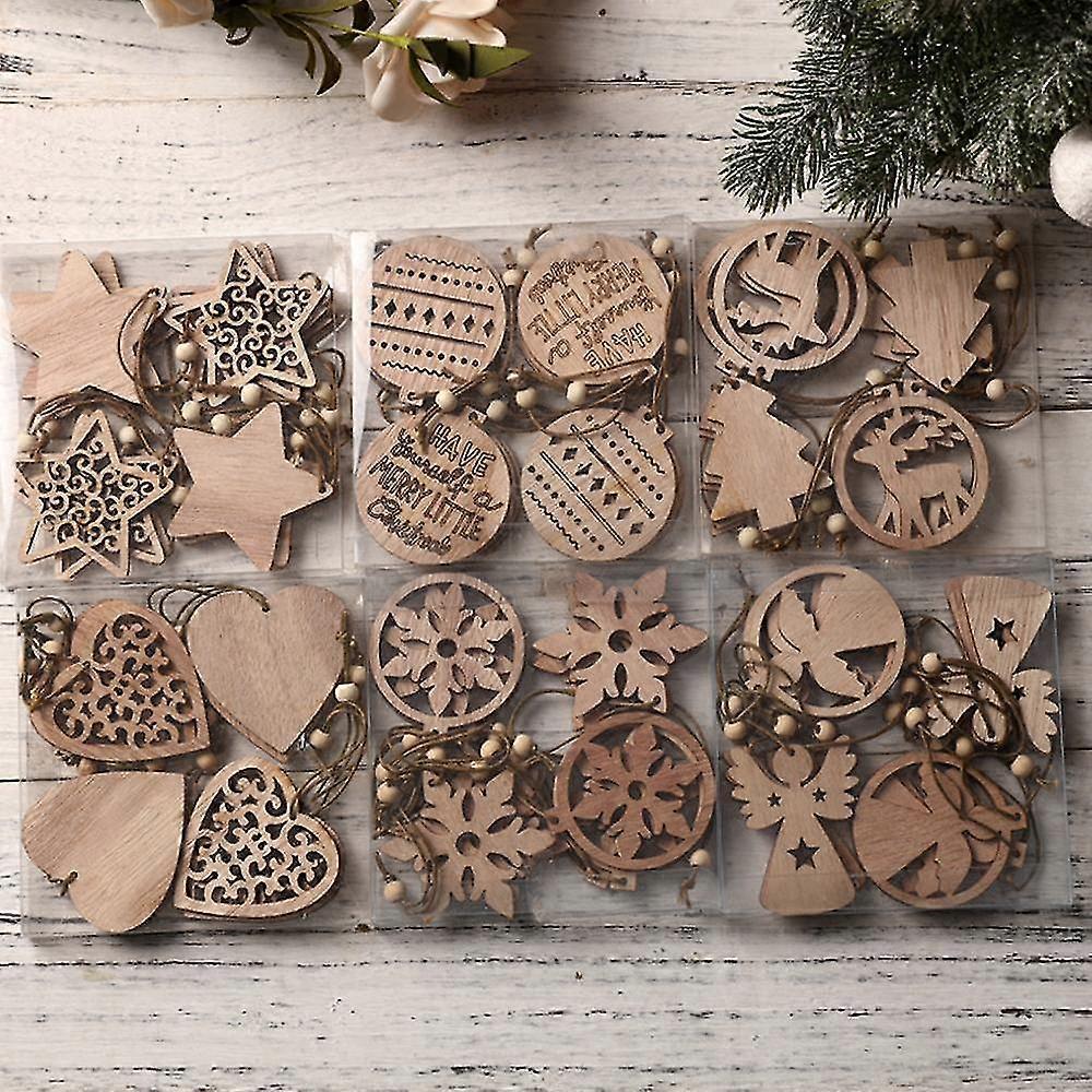 Hölzerne Weihnachtsbaumdekorationen, hängende Ornamente, Weihnachtsdekoration Anhänger