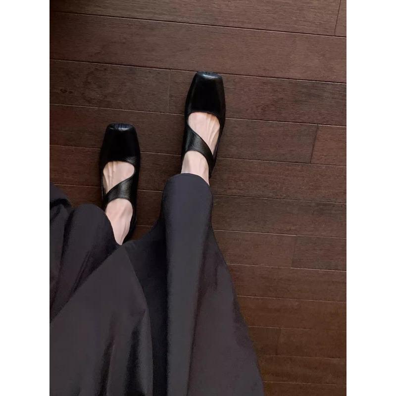 Cowhide Version Grape Mother Same Washed Horse Leather Retro Old Square Head Thick Heel Small Leather Shoes Women Mary Jane Single Shoes