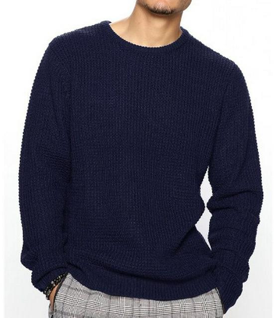 Suéter Masculino Casual Gola Redonda Manga Longa Tricô Solto