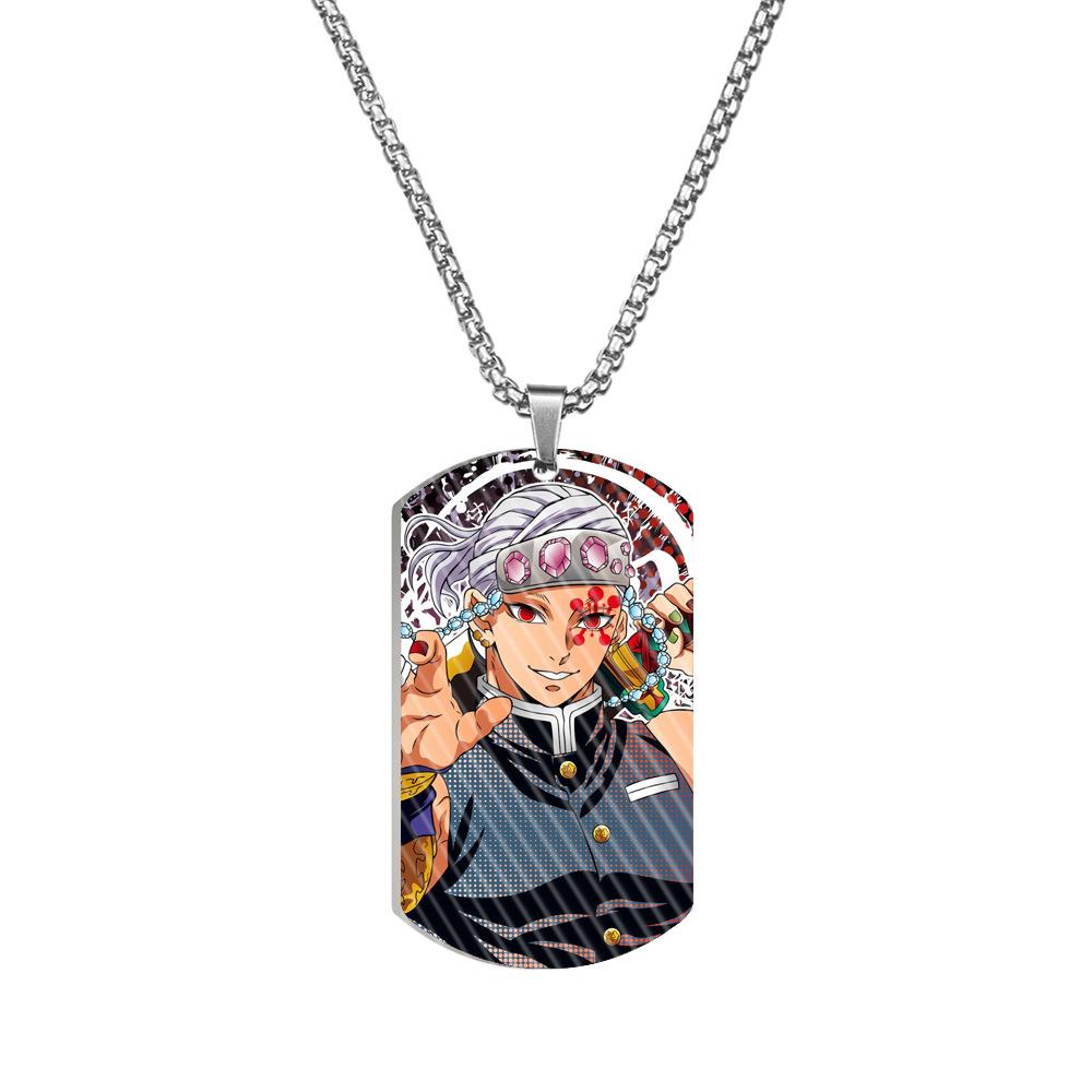 Demon Slayer Kimetsu No Yaiba Tanjiro Nezuko Stainless Steel Color Printed Dog Tag Necklace Anime Cosplay Accessory Gift For