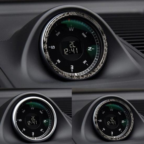 Real Carbon Fiber Clock Circle Frame Cover Sticker For Porsche Macan 2014-