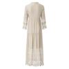 Fashion Casual Bohemian Large Size V-Neck Solid Color Lace Tassel Long Dress
