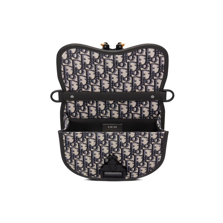 Dior Galopp Schräger Aufdruck Gesticktes Monogramm Vollflächiger Druck Jacquardstoff Gemischtes Kornleder Schulter Crossbody Tasche Herren Taschen 1ADPO033YKY-H27E